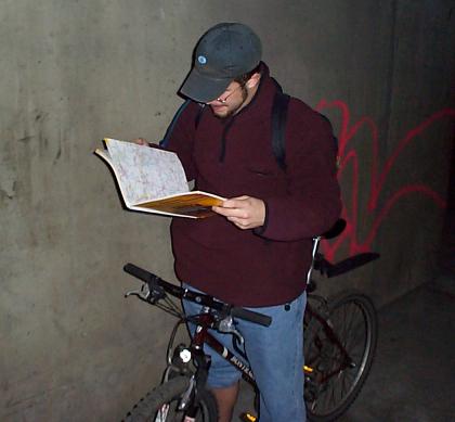 josh looking at the map