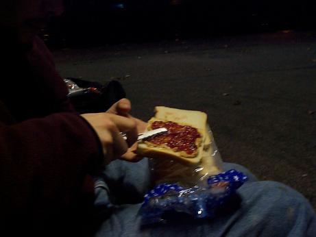 josh making a sandwich