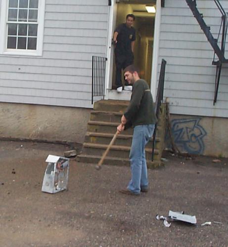 taking a sledge hammer to the computer